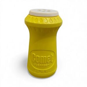 VTG 70s Comet Cleanser Yellow 6oz EMPTY Plastic Shaker Bottle P&G TV/Movie Prop